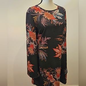 Women's Band of Gypsies Flare Long Sleeve Floral Dress W/Open Back Size M #W-379